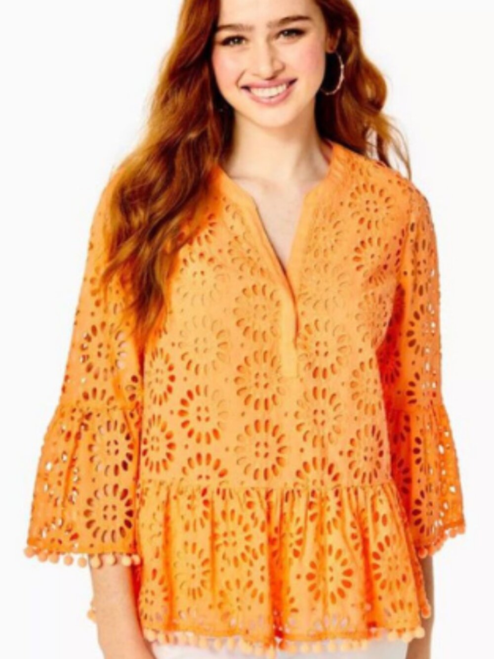 Lilly Pulitzer Bekah Eyelet Top Orange Women's Size XXS